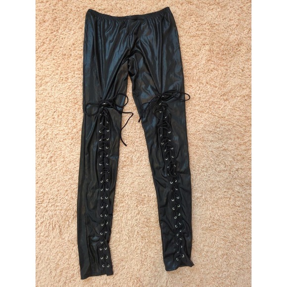 Leg Avenue Pants - Leg Avenue Black Tie Rocker Grunge Goth Party Legging Pants M